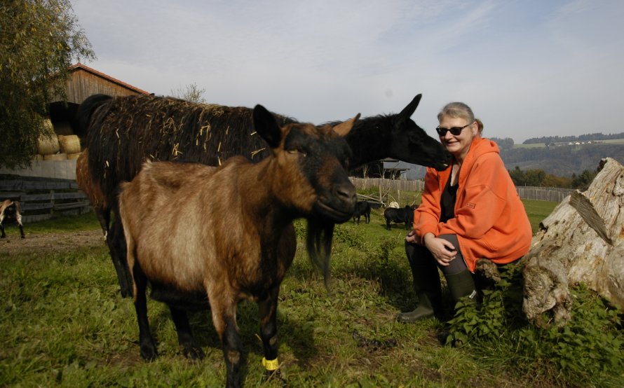 Tierpflegerin Rosi mit Lama Rudi